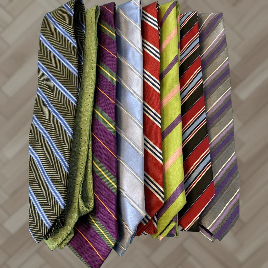 Club Room Mix Brands Lot of 8 Mens Ties - Club Room / Jos A Bank - Silk - Striped Pattern - Multicolor - Classic Width - 100% Silk - Men Size ONE SIZE - 1 Thumbnail