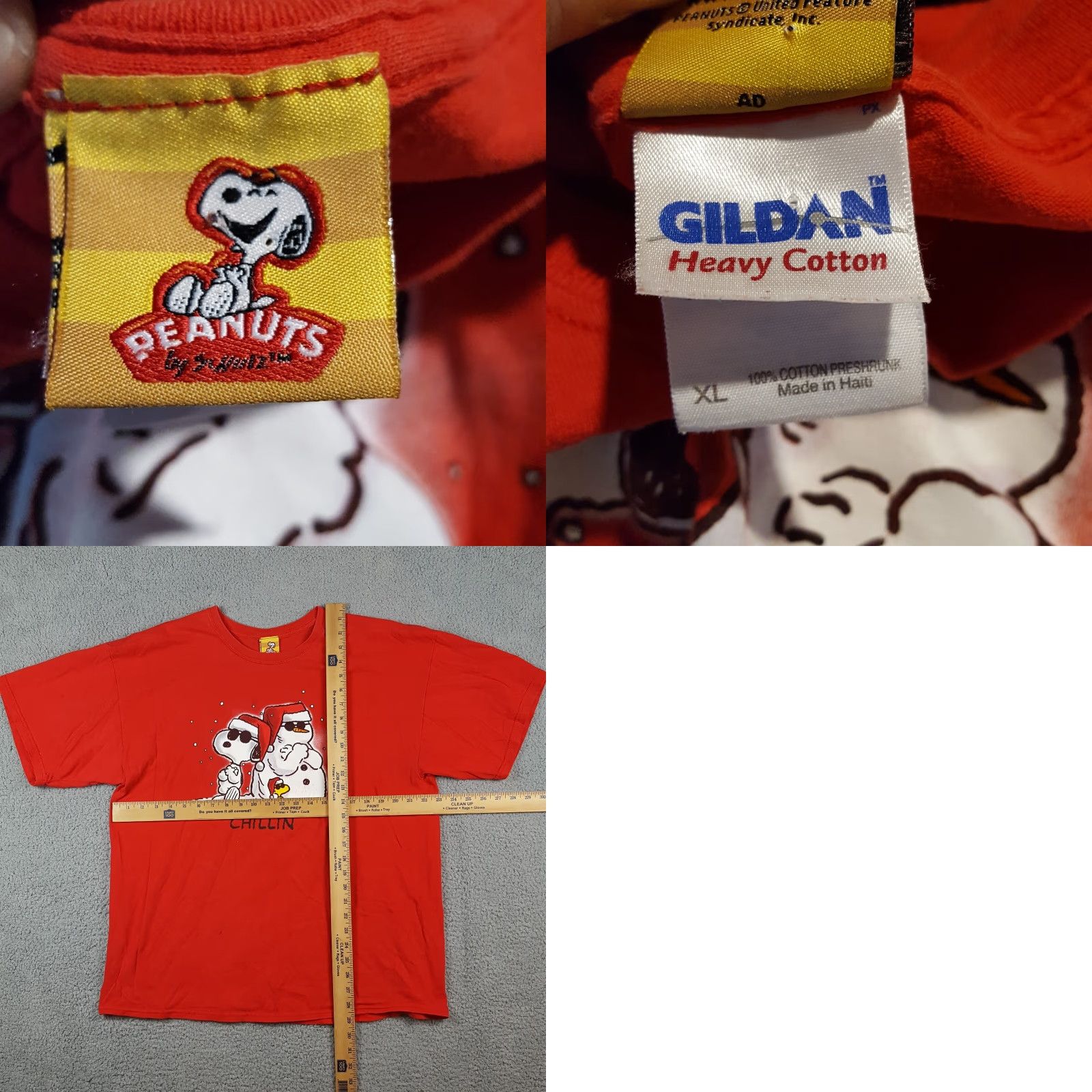 Peanuts VINTAGE Peanuts Snoopy Chillin' Christmas T-Shirt XL Red Cartoon Y2K Mens Size US XL / EU 56 / 4 - 8 Thumbnail