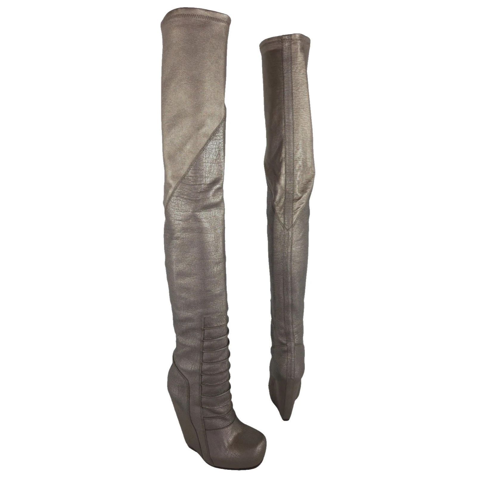Rick Owens Rick Owens Ruhlmann Boots US 6 EU 36 Womens Silver Tall NWOT Size US 6 / IT 36 - 2 Thumbnail