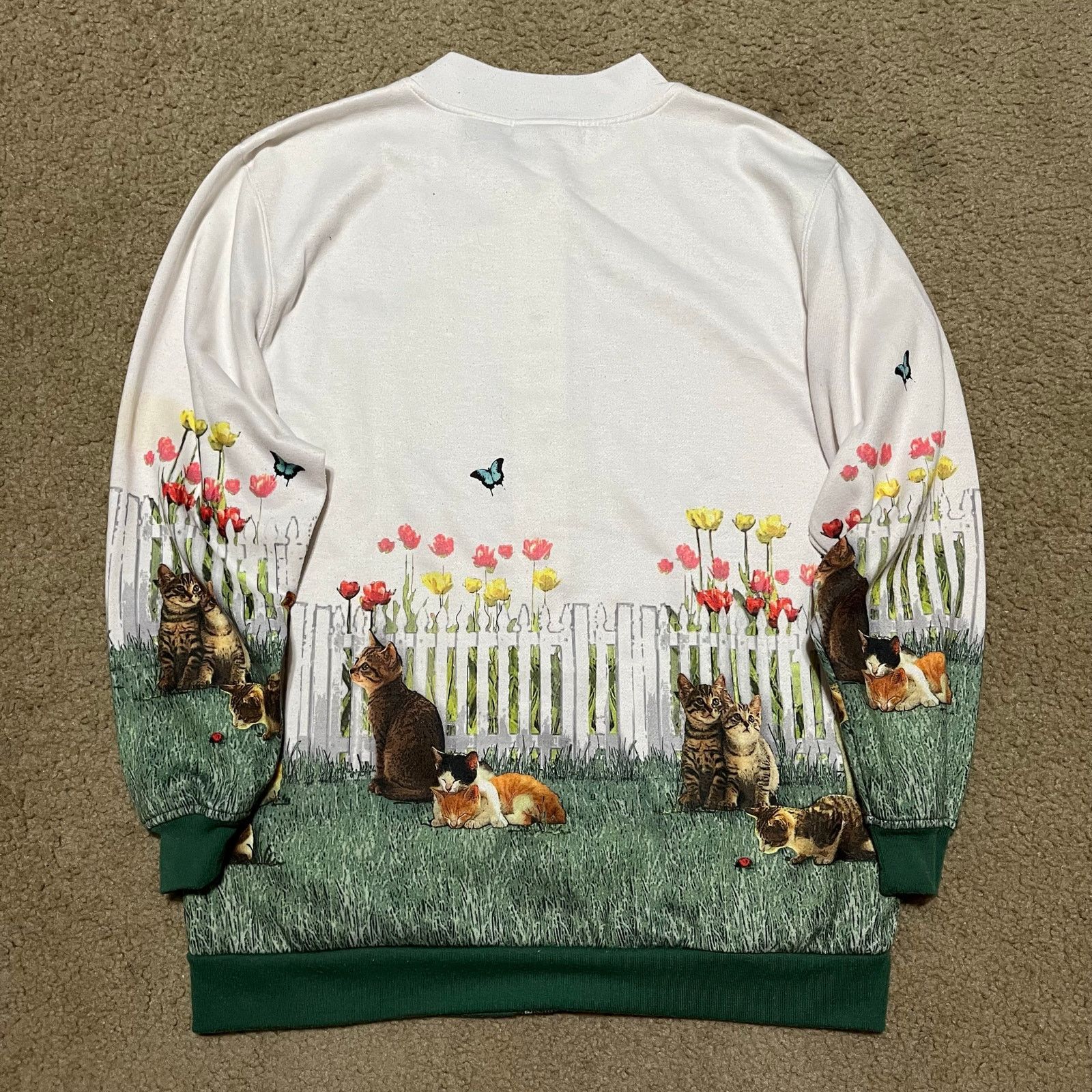 Other Blair Cat Garden Scene Button Cardigan Sweatshirt Medium Size M / US 6-8 / IT 42-44 - 2 Thumbnail