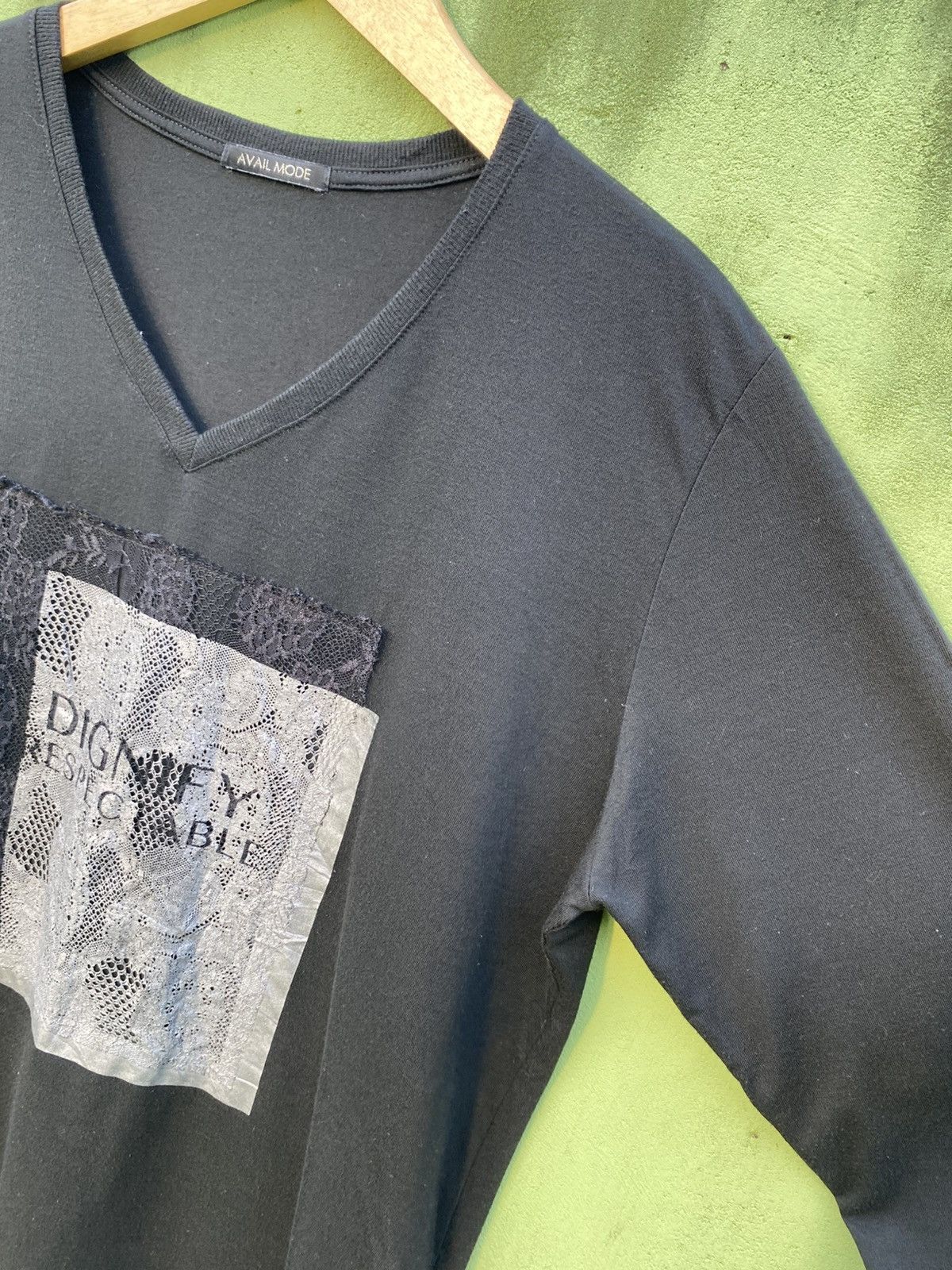 Japanese Brand Avail Mode Black Longsleeve “Dignity Respectable” Lace Patch Size 4XL / US 24-26 - 4 Thumbnail