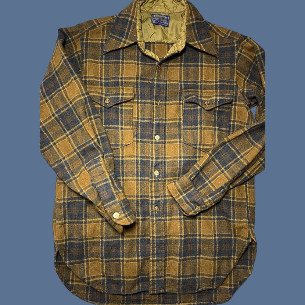 Pendleton VINTAGE Pendleton Shirt Men 15 1/2 Brown Plaid Wool Flannel Button-Up Long Sleeve Casual Workwear 21" Pockets Mens Size US M / EU 48-50 / 2 - 1 Thumbnail