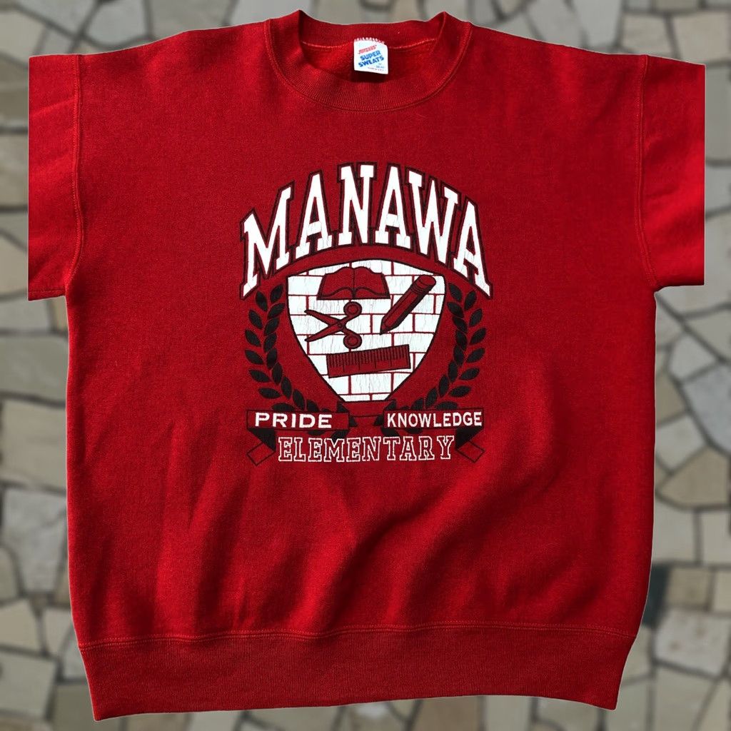 Jerzees VINTAGE Jerzees USA Manawa Elementary School Sweatshirt Crewneck Long Sleeve Red Adult M Mens 90s 80s Gym Graphic Print Logo Size US M / EU 48-50 / 2 - 1 Thumbnail
