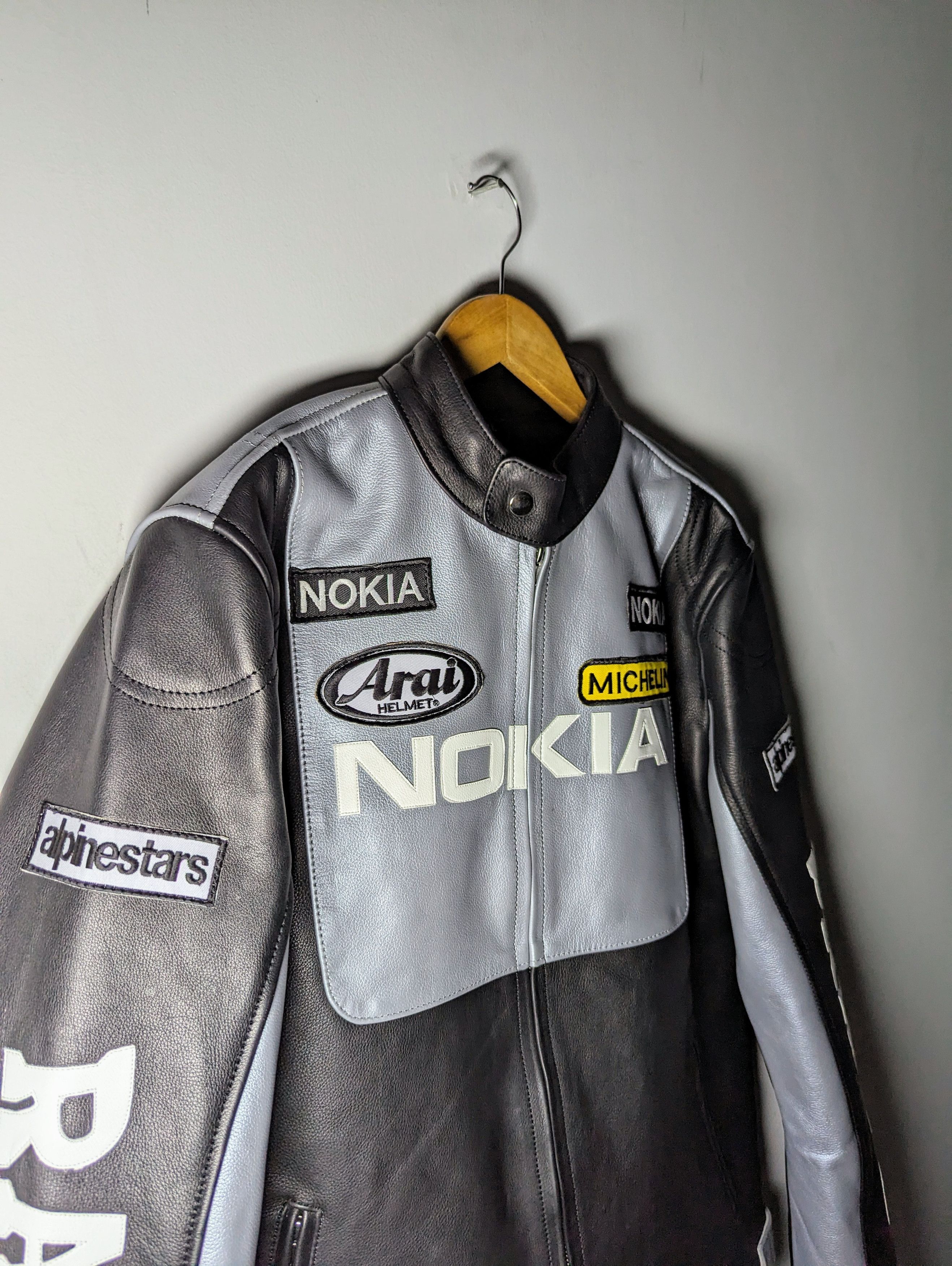 Vintage 💸 Nokia 🔥 VINTAGE RACING LEATHER JACKET Biker Size US XXL / EU 58 / 5 - 7 Thumbnail
