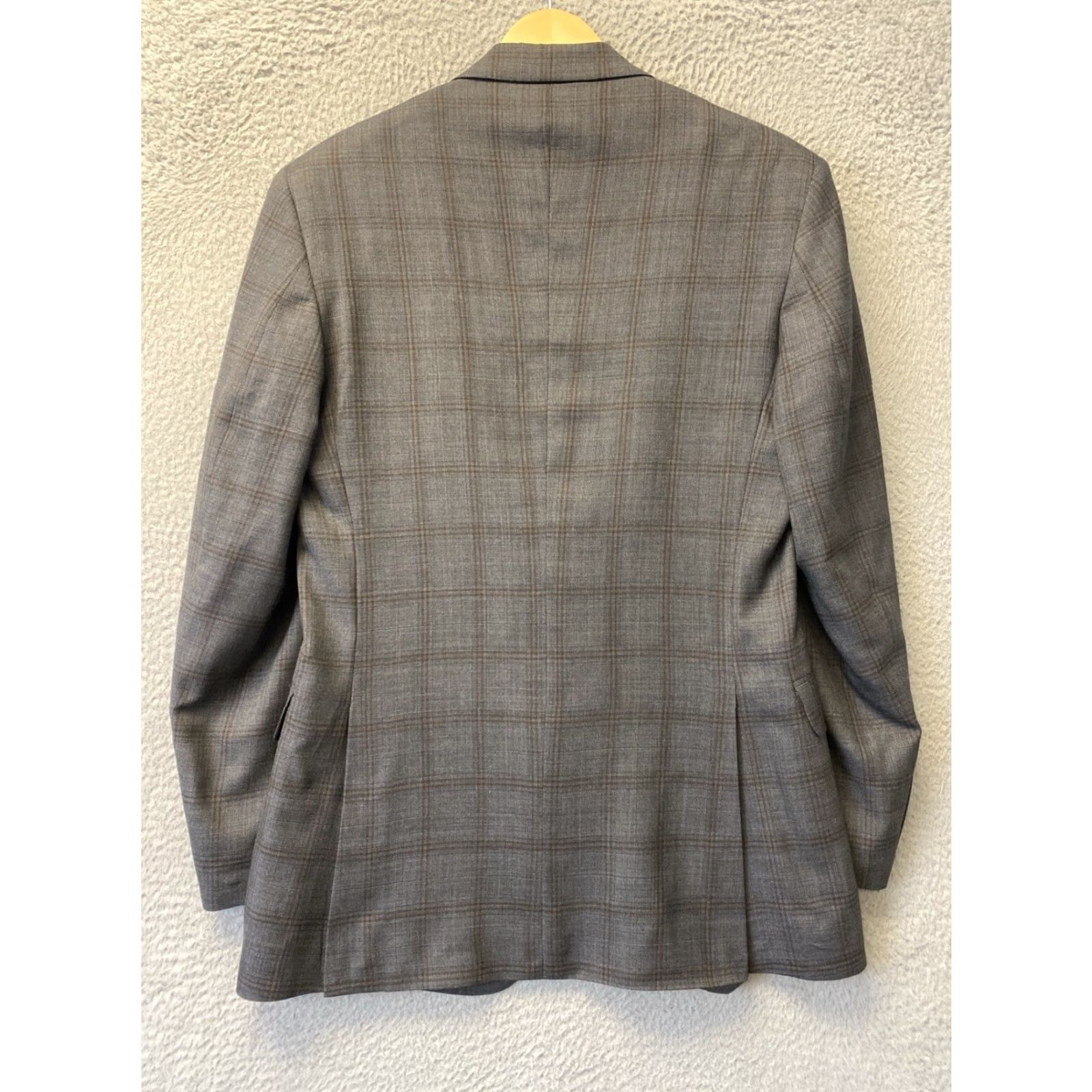 Jos. A. Bank VINTAGE Jos. A. Bank Men's Wool Blazer Jacket 40L Gray Brown Plaid Two-Button Fall Winter Sports Size 40L - 7 Thumbnail