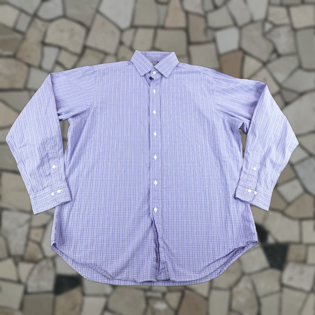 Polo Ralph Lauren VINTAGE Polo Ralph Lauren Shirt Men Large Blue Plaid Button-Up Long Sleeve Classic Fit Size US L / EU 52-54 / 3 - 1 Thumbnail