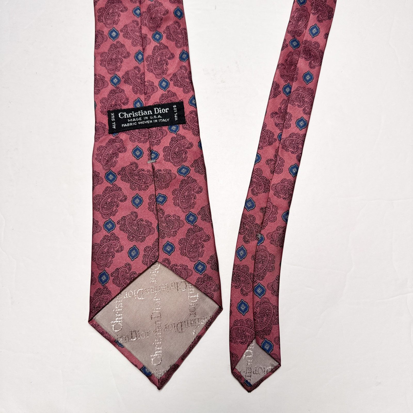 Dior × Vintage Vintage Christian Dior Silk Tie Paisley Italy Fabric Flaw Size ONE SIZE - 5 Thumbnail