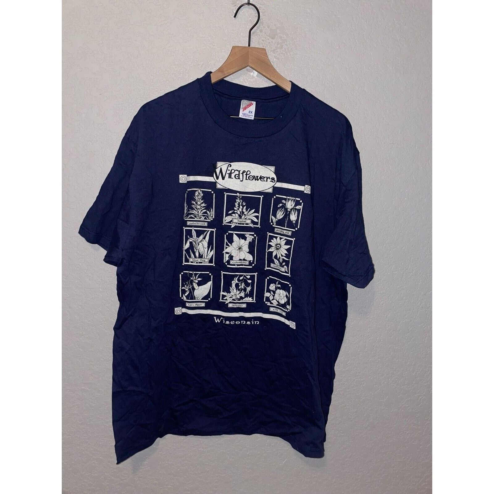 Jerzees Vintage Wisconsin Flower Shirt Wildflowers Tee VTG 90s 2X Size US XXL / EU 58 / 5 - 1 Thumbnail