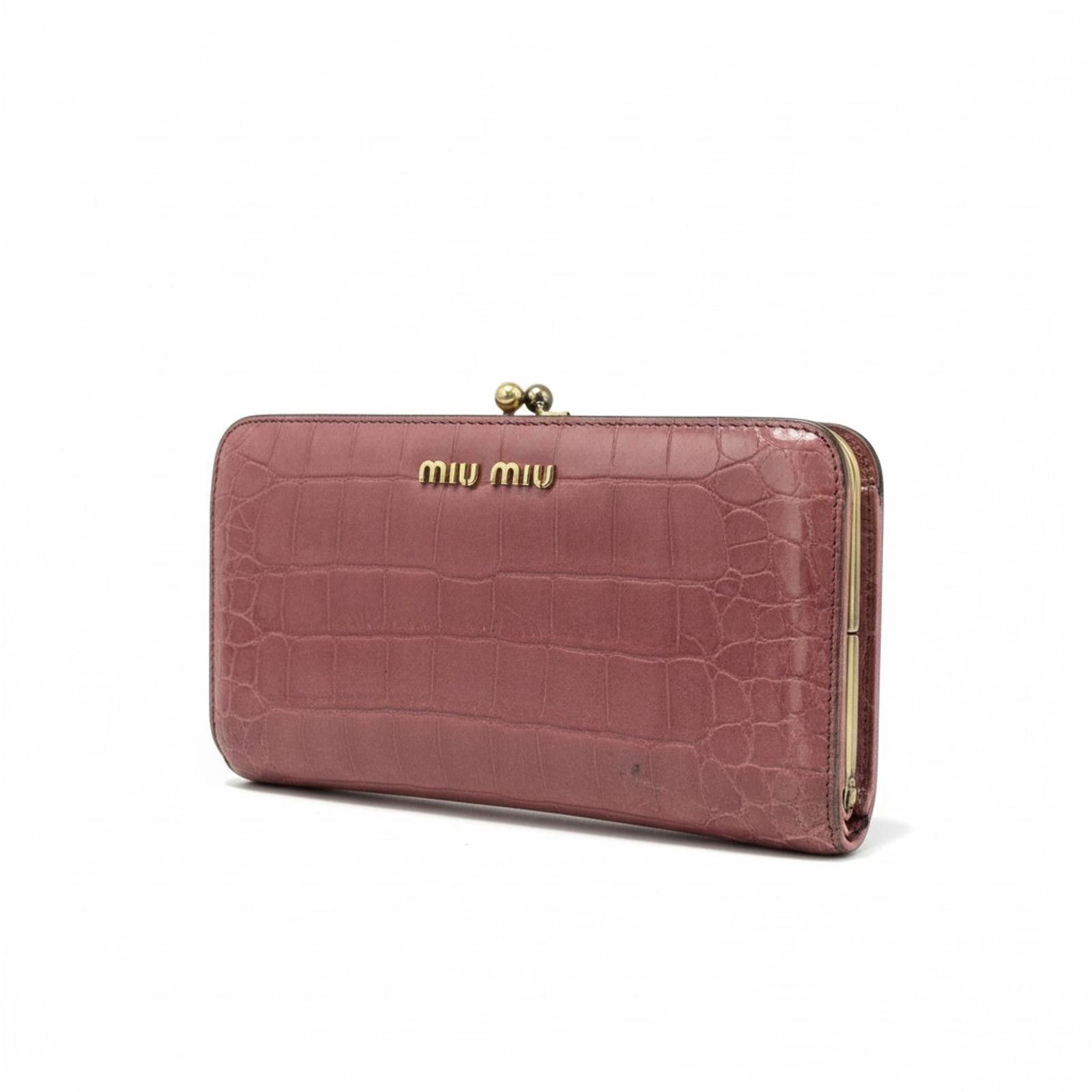 Miu Miu Miu Miu - Crocodile Embossed Leather Wallet Size ONE SIZE - 1 Thumbnail