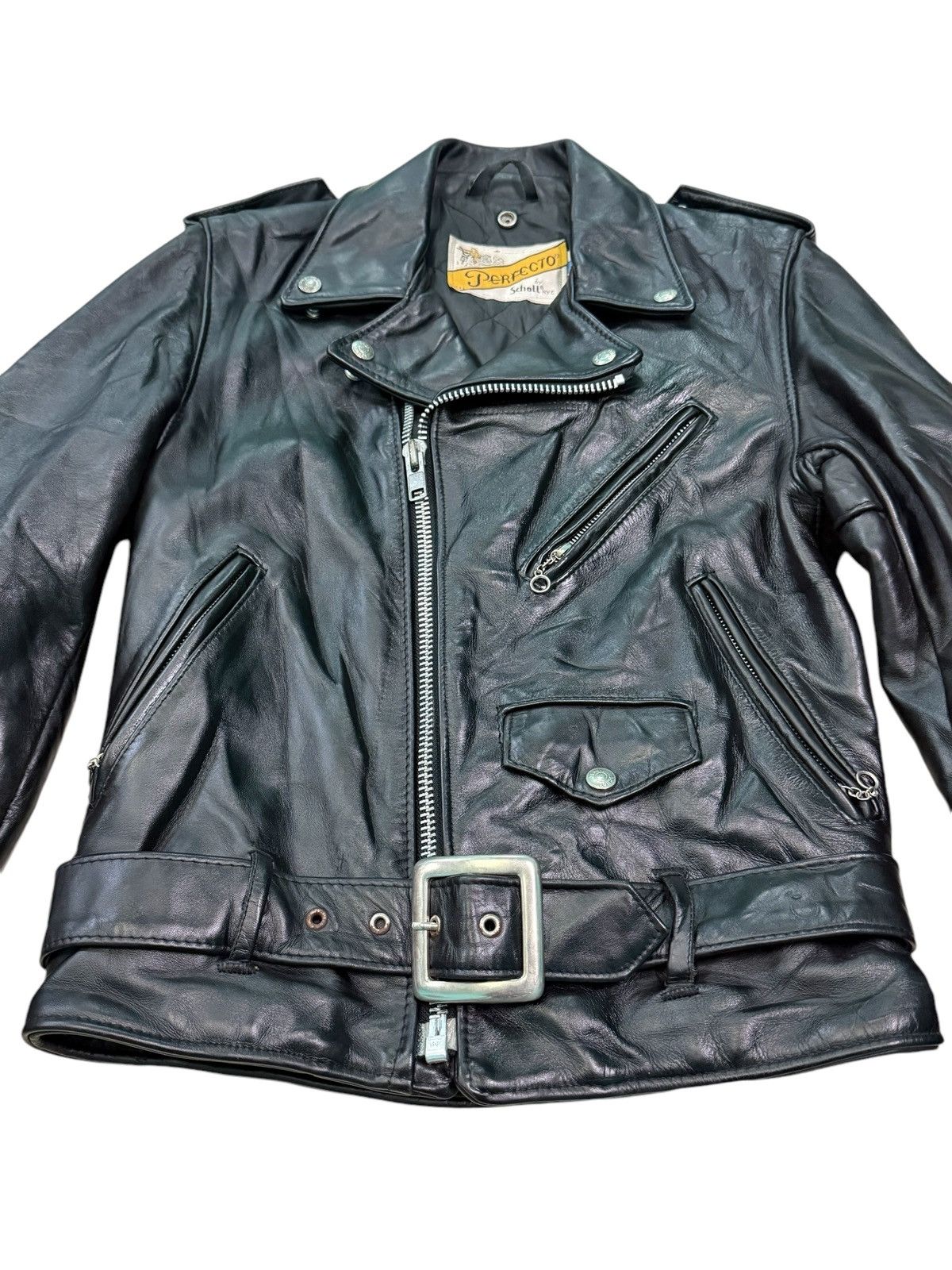 Schott RARE VINTAGE SCHOOT PERFECTO DOUBLE LEATHER RIDERS JACKET Size XS / US 0-2 / IT 36-38 - 6 Thumbnail