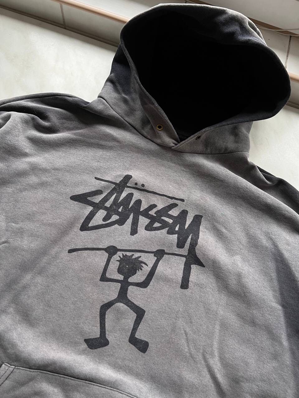 Stussy × Vintage Vintage Stussy Custom Sun Faded Hoodie Y2K OG Navy Gray Size US L / EU 52-54 / 3 - 3 Thumbnail
