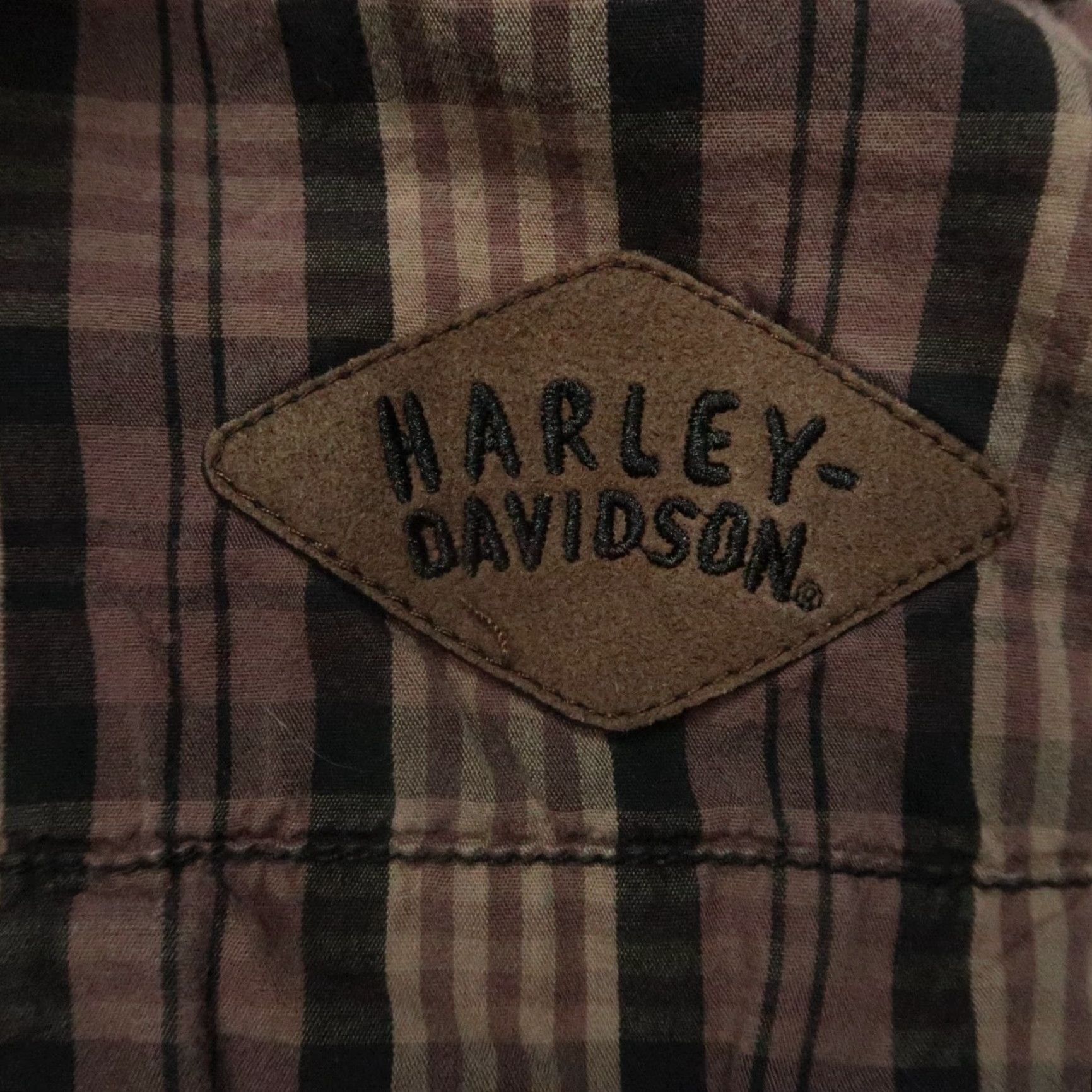 Harley Davidson VINTAGE Harley-Davidson Men's Shirt Short Sleeve Plaid Casual Travel Brown Cotton Large Size US L / EU 52-54 / 3 - 4 Thumbnail