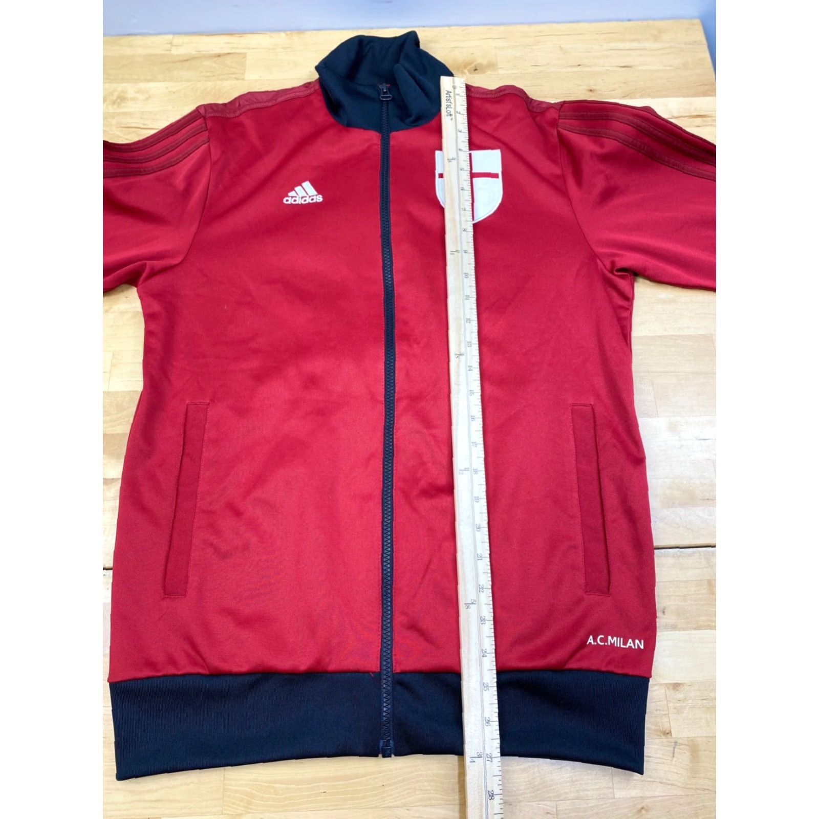 Adidas Adidas AC Milan Jacket Mens Small Red Soccer Full Zip #9892 Size US S / EU 44-46 / 1 - 5 Thumbnail