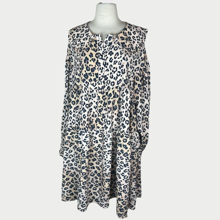Nordstrom Boohoo | PLUS LEOPARD PRINT COLLAR SMOCK DRESS | 14 NWT Size XL / US 12-14 / IT 48-50 - 6 Thumbnail