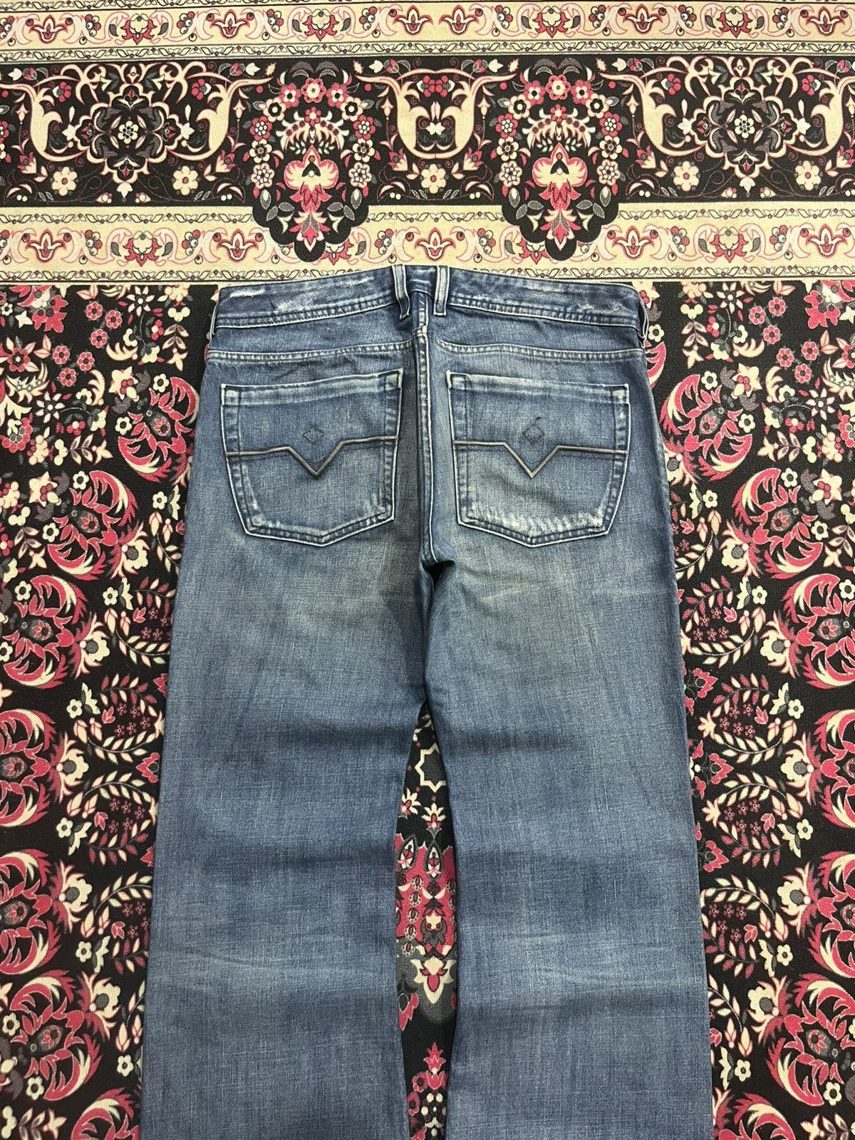 Diesel Vintage Diesel Blue Washed Distressed Buttonfly Flare Jeans Size US 33 - 10 Thumbnail