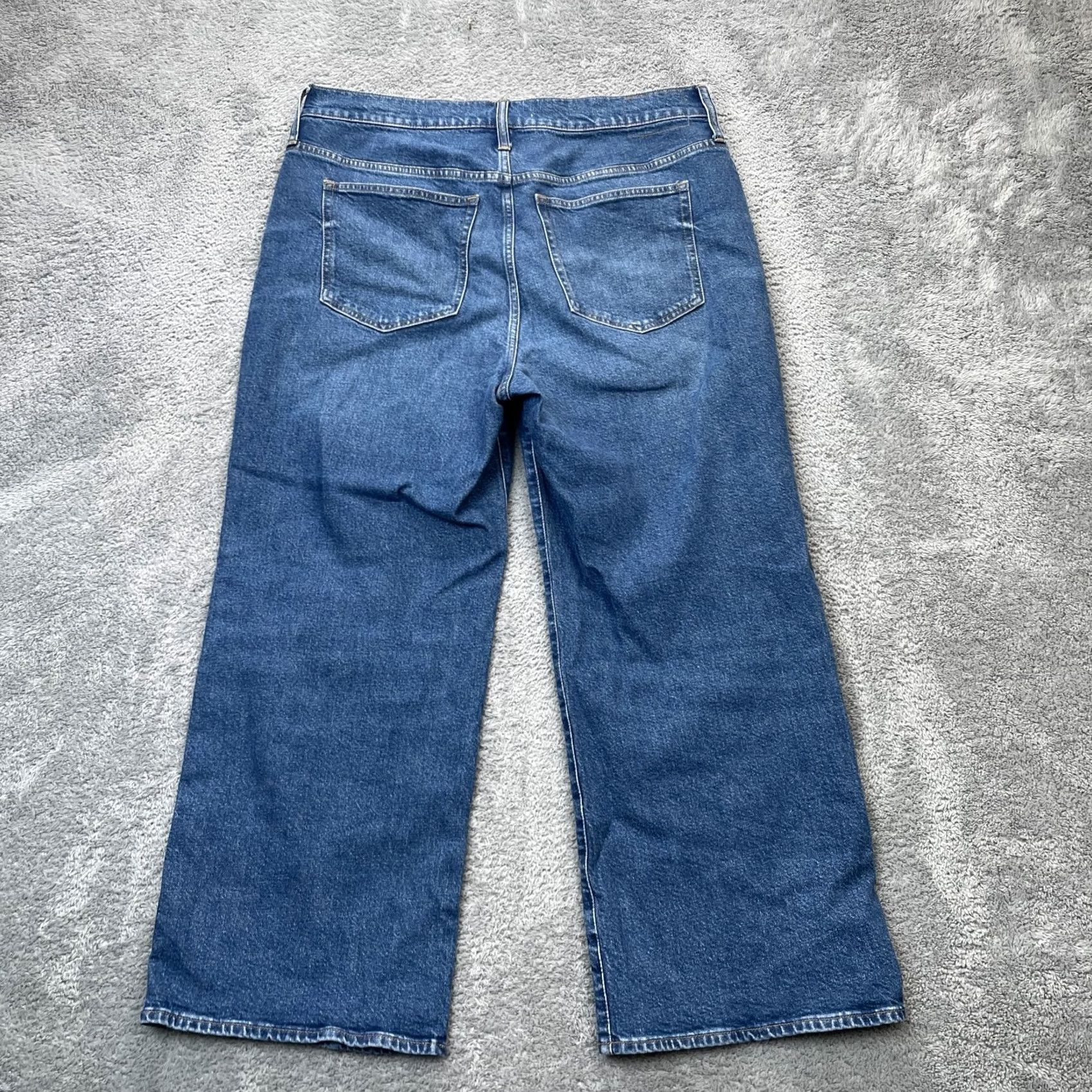 J.Crew J.CREW Jeans Slim Wide-Leg 33 Blue Denim Cotton Spandex High Rise 5-Pocket Button Zipper Logo Womens Jeans Size 24" / US 00 / IT 34 - 2 Thumbnail