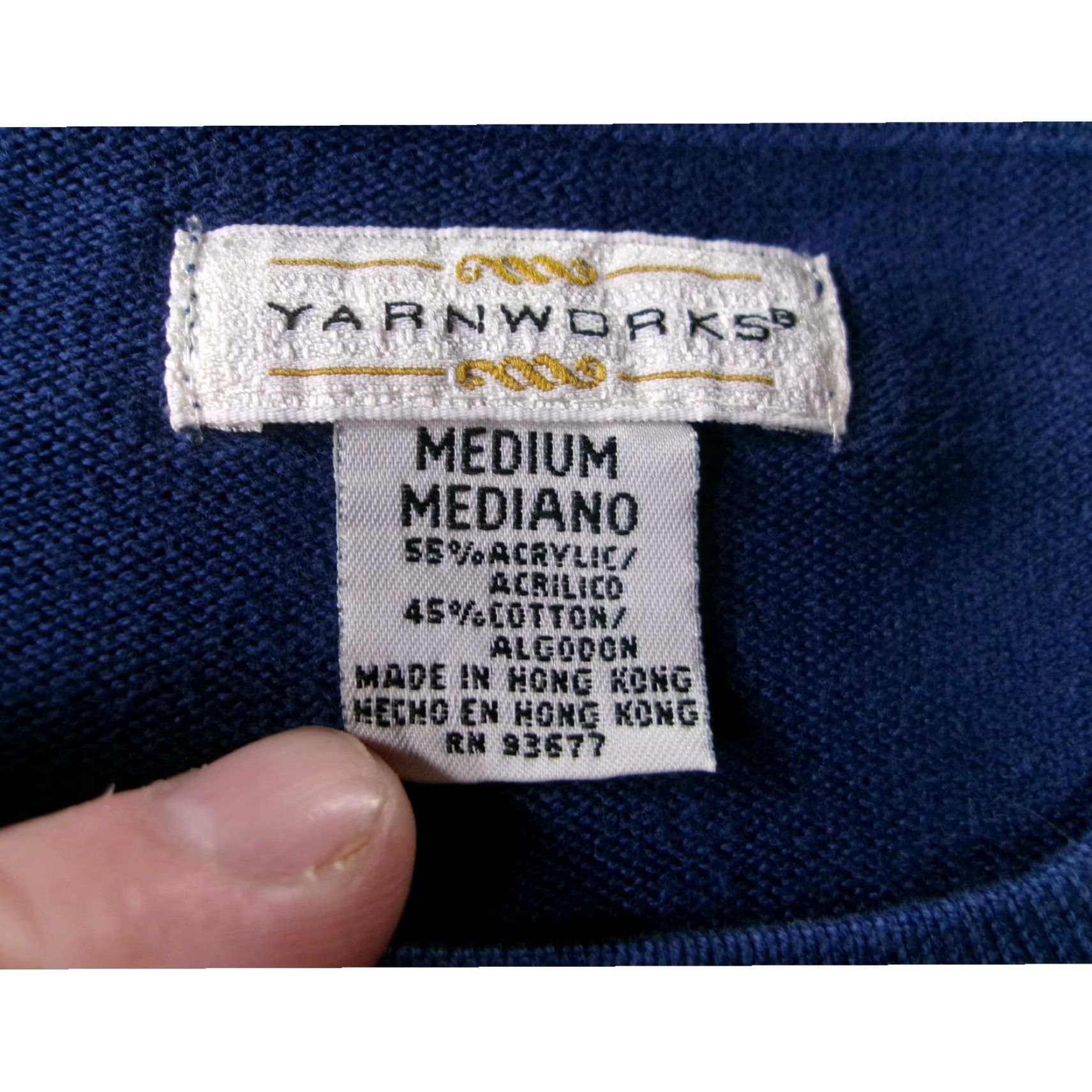 Vintage Vintage YarnWorks Women's Medium Sweater Crewneck Pullover Knit Blue Casual Winter Fall Size M / US 6-8 / IT 42-44 - 6 Thumbnail