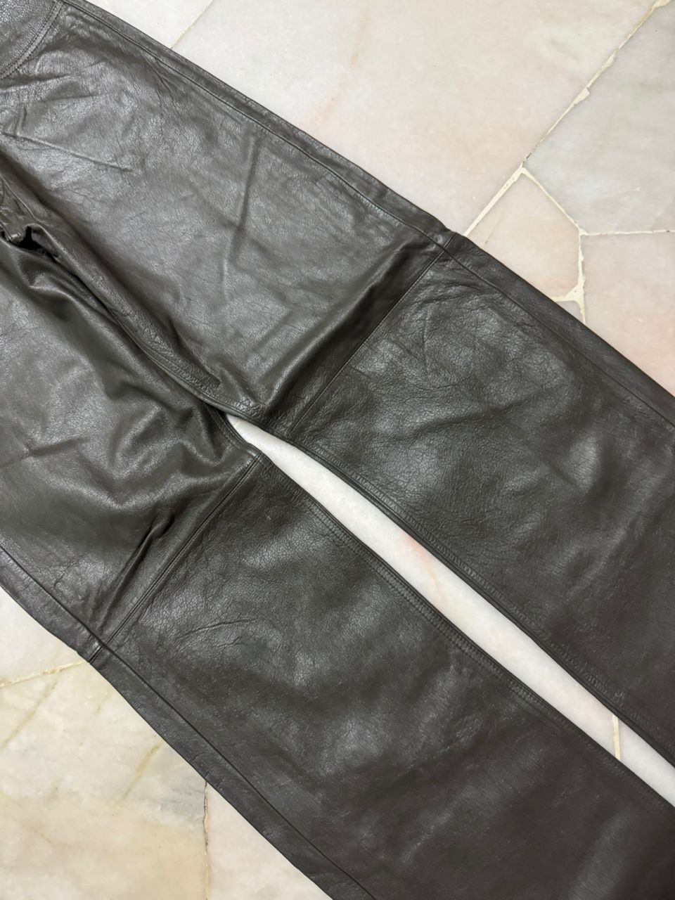 Michel Klein 💥Vintage 90s Michel Klein Homme Paris Leather Pants Dark Size US 28 / EU 44 - 7 Thumbnail