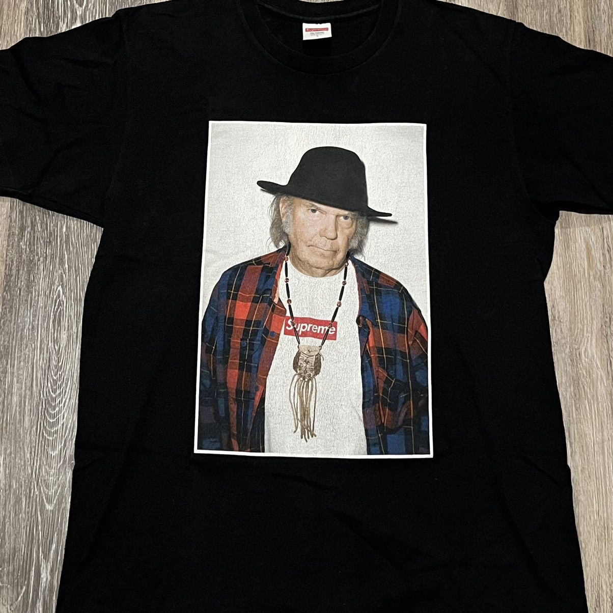 UOMO キムタク着 Supreme Neil Young Tee grey SUPREME NEIL YOUNG Tee SIZE L GREY Box Logo Authentic SS15