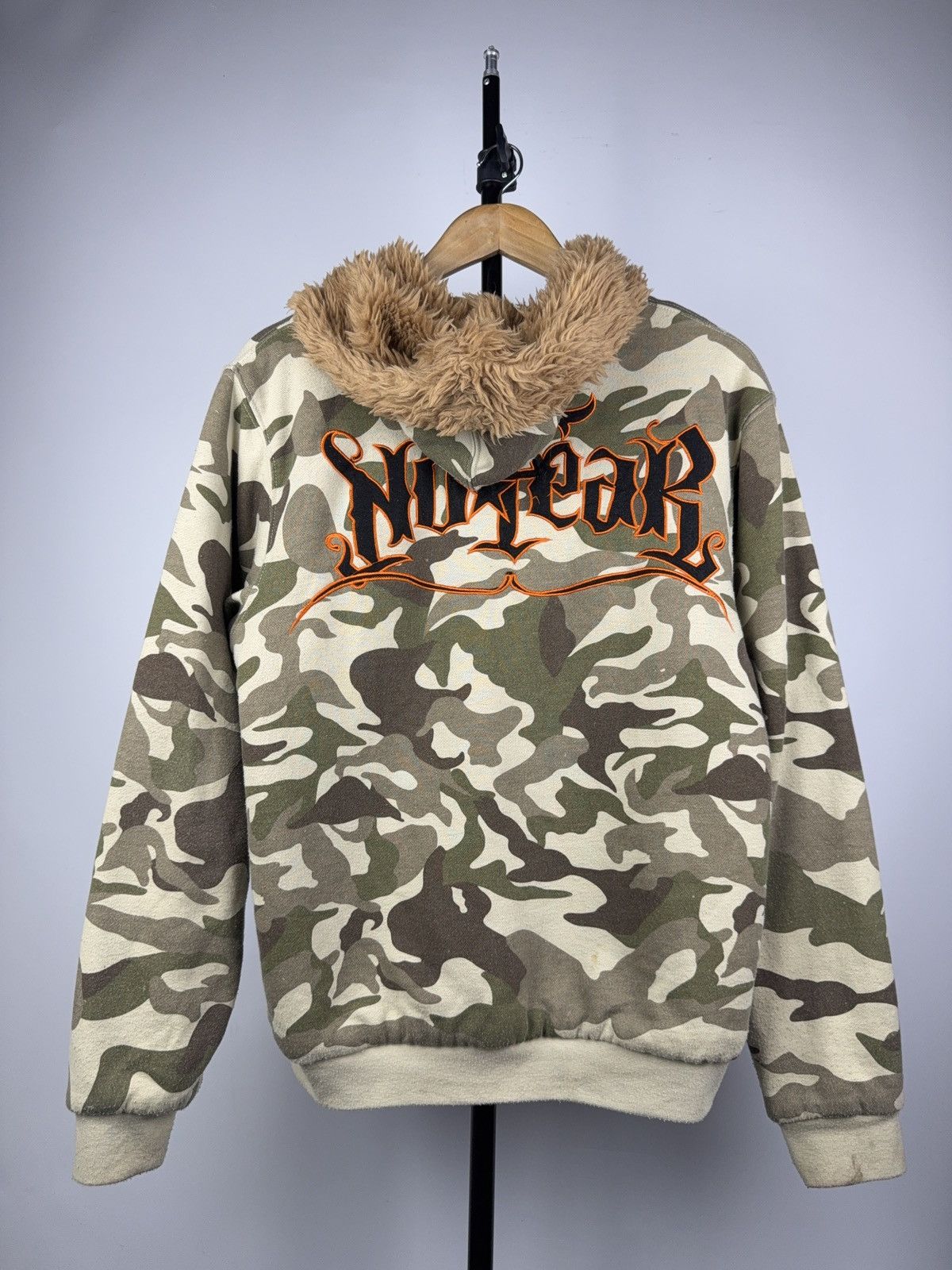 No Fear Vintage 00s Y2K NO FEAR Camo Full Zip Hoodie Mohair hood Size US S / EU 44-46 / 1 - 11 Thumbnail