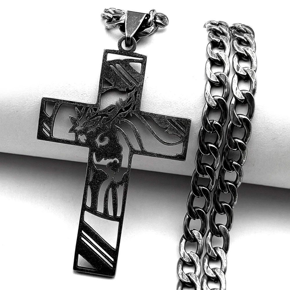 Jewelry Crown of Thorns Jesus Cross Pendant Charms Necklace Size ONE SIZE - 4 Thumbnail