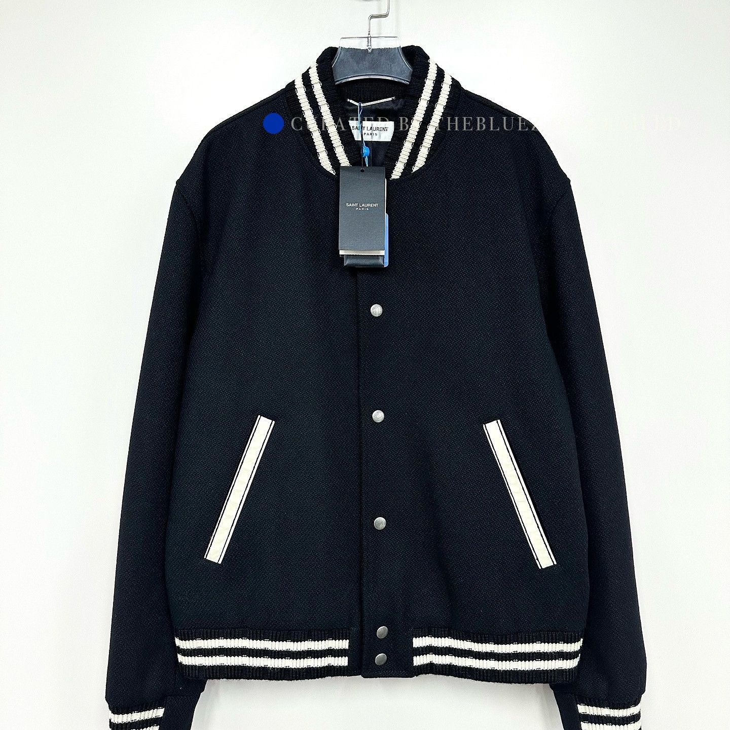 Saint Laurent Paris Letter Logo Bomber Jacket in Black Size US L / EU 52-54 / 3 - 1 Thumbnail