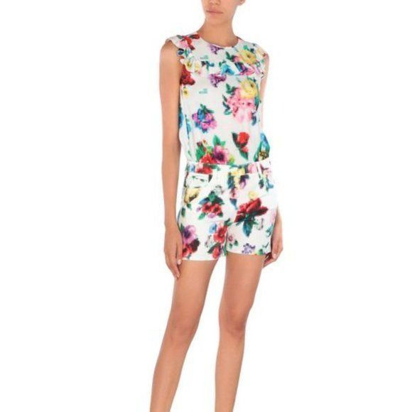 Love Moschino LOVE MOSHINO Pixelated Romper Floral Ruffle Playsuit Size 28" / US 6 / IT 42 - 12 Thumbnail