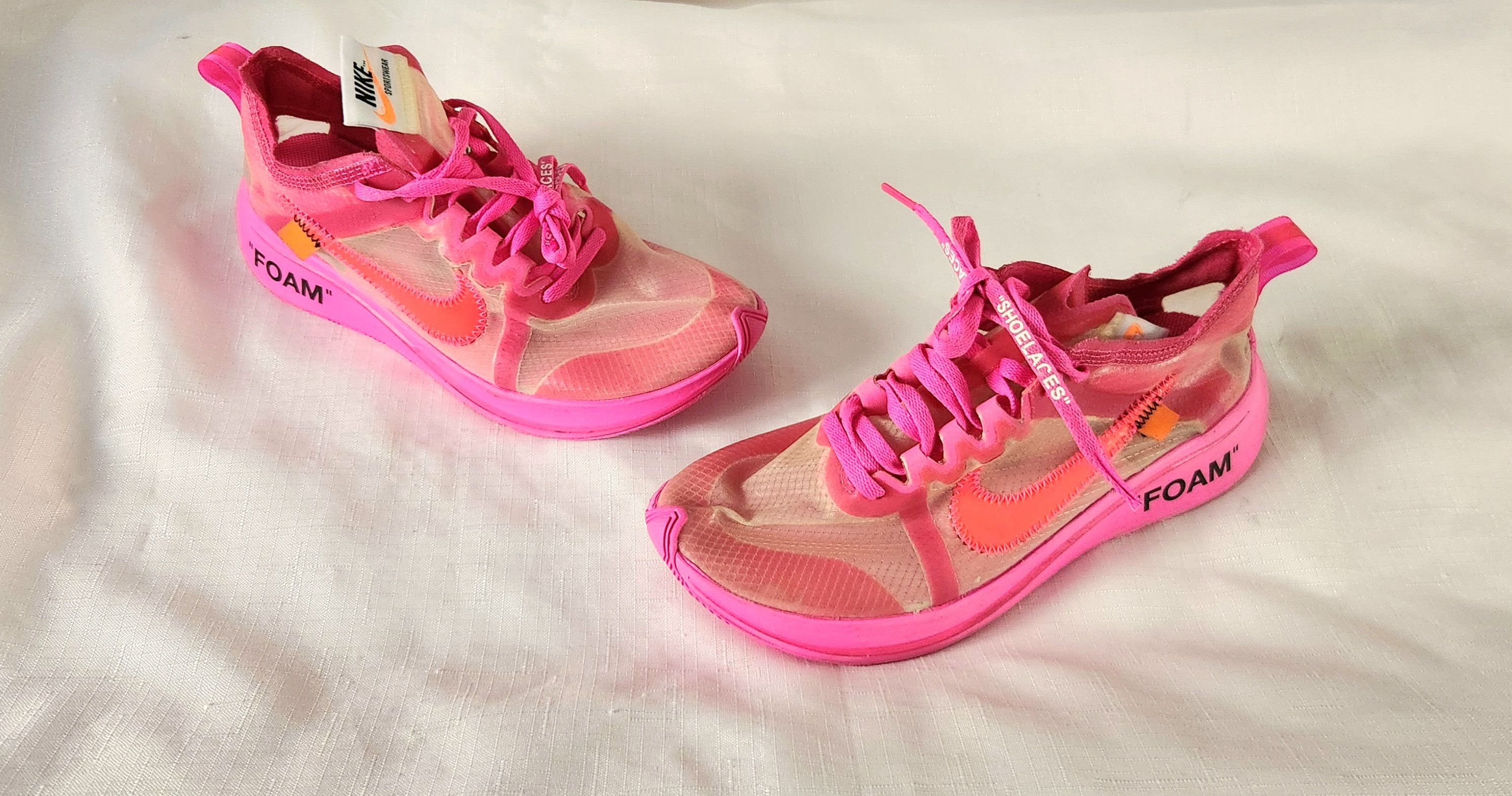 Nike × Off-White Nike Zoom Fly SP x OFF-WHITE ‘Pink’ AJ4588-600 Men’s Size 5 Size US 5 / EU 37 - 2 Thumbnail