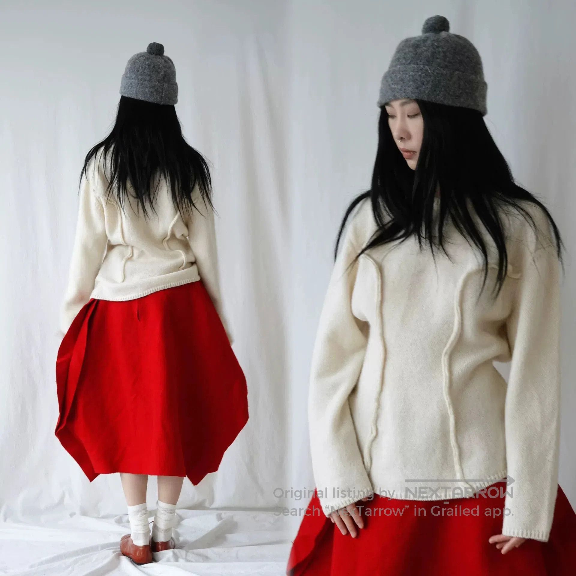 CDG by Comme des Garcons Cream Oversized Wool Sweater. Size M / US 6-8 / IT 42-44 - 3 Thumbnail