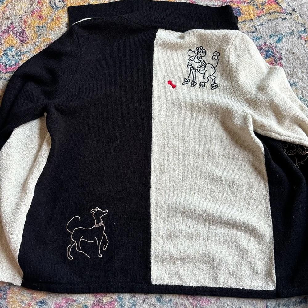 Designer Tan Jay Poodle Dog Lover Cardigan Size L / US 10 / IT 46 - 2 Thumbnail