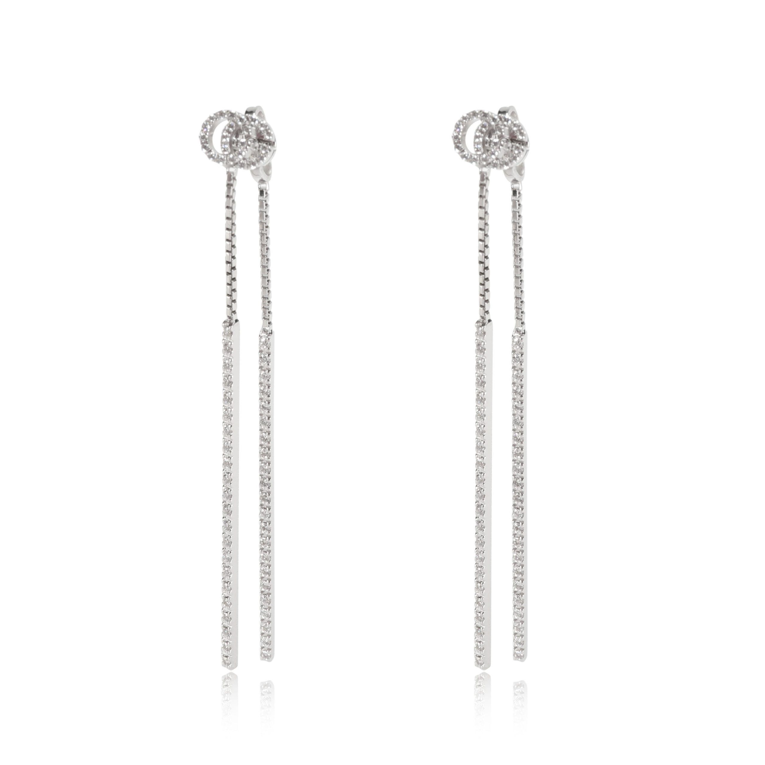image of Gucci Running G Diamond Drop Earrings In 18K White Gold 0.56 Ctw, Women's