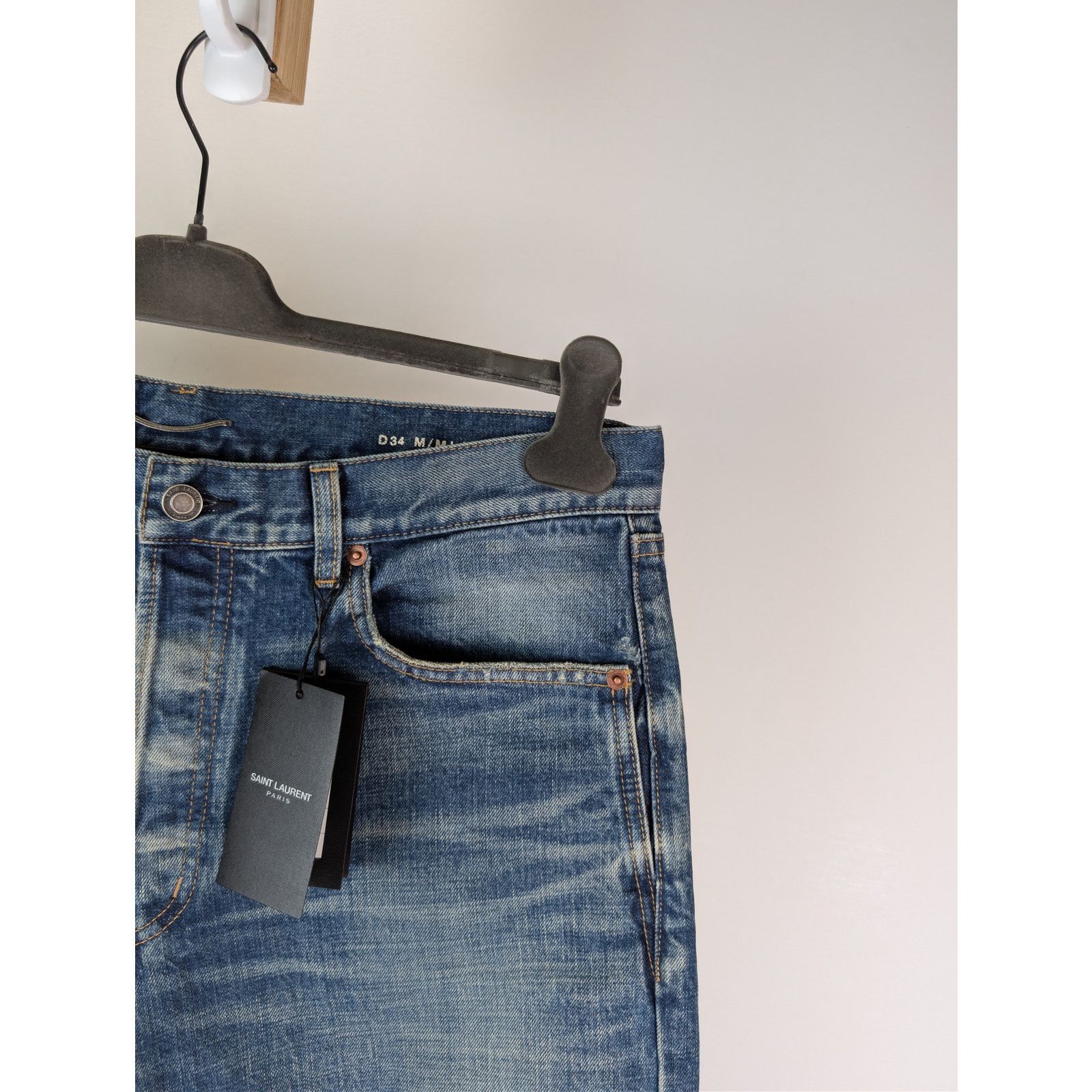 Saint Laurent Paris o1rshd1 Mick Jeans in Authentic Vintage Blue Size US 33 - 4 Thumbnail
