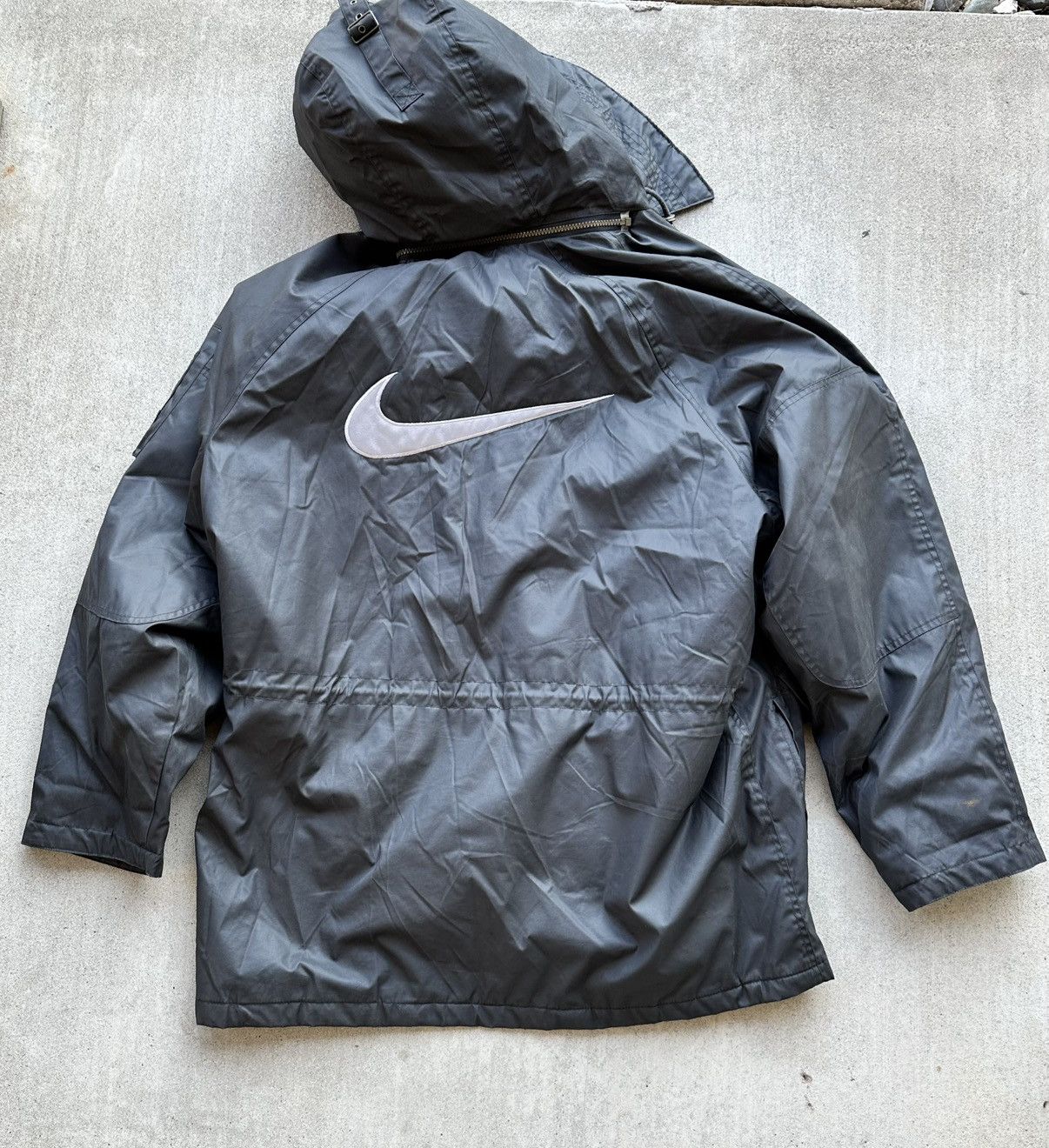 Nike × Vintage Vintage Nike Jacket Bomber Semi Trench Big Swoosh 90s Size US XXL / EU 58 / 5 - 2 Thumbnail