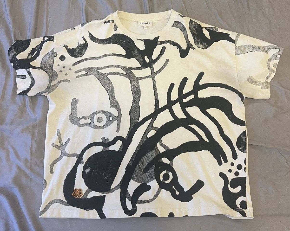 Kenzo Kenzo white and black design tee Size US L / EU 52-54 / 3 - 1 Thumbnail