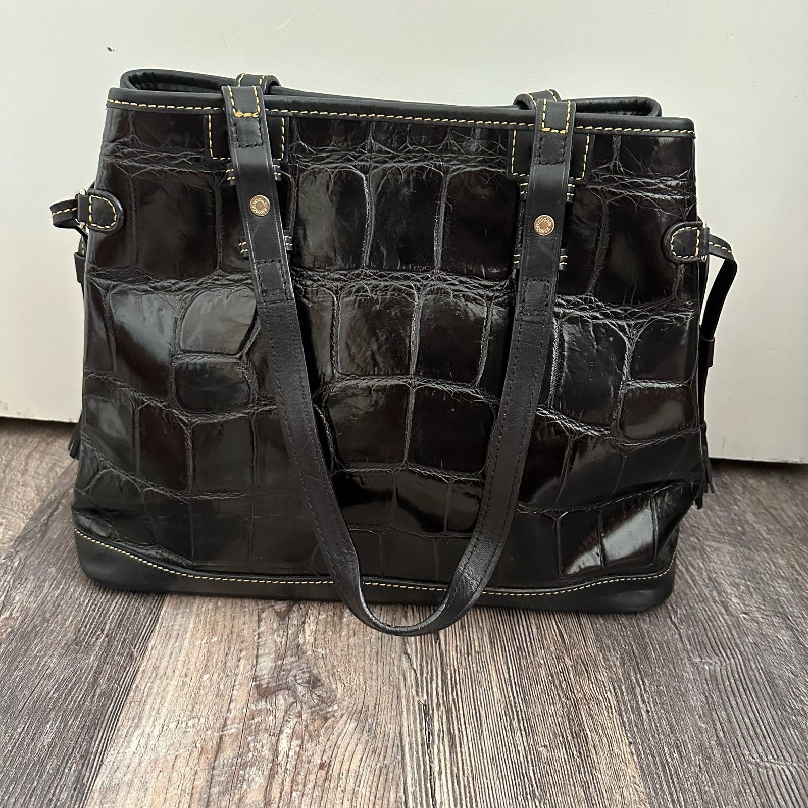 Dooney & Bourke Dooney & Bourke Croc Embossed Double Strap Tassel Bag Size ONE SIZE - 5 Thumbnail