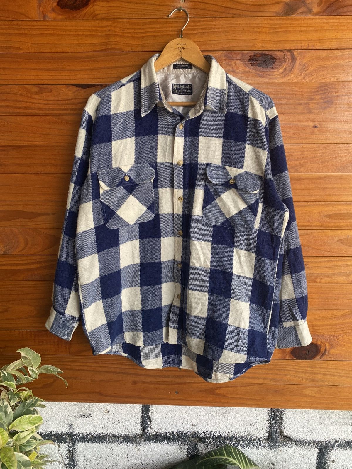 Vintage Mulholland Genuine Taste Blue & White Check Flannel Shirt Size US L / EU 52-54 / 3 - 3 Thumbnail