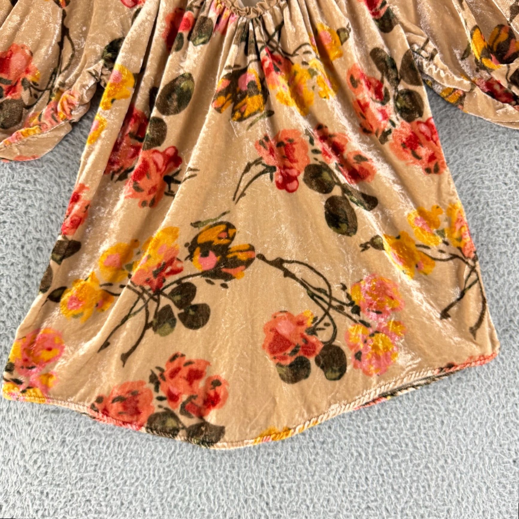 Vintage Sundance Top Womens Small Brown Floral Velvet Puff Sleeve Pullover Casual Shirt Bodice Blooming Bohemian City Wool? Size S / US 4 / IT 40 - 5 Thumbnail