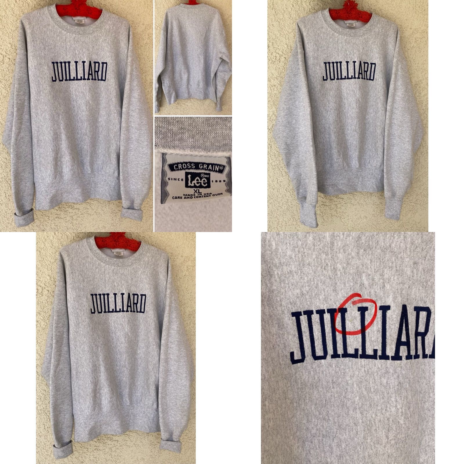 Lee VINTAGE Juilliard Sweatshirt XL Lee Gray 90s Y2K Crewneck USA Mens Size US XL / EU 56 / 4 - 8 Thumbnail