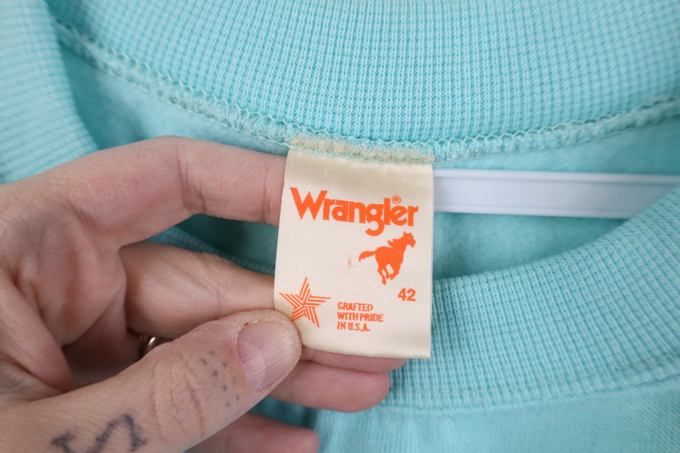 Wrangler Vintage 70s Wrangler Crewneck Sweatshirt Light Blue USA Size US XXL / EU 58 / 5 - 5 Thumbnail