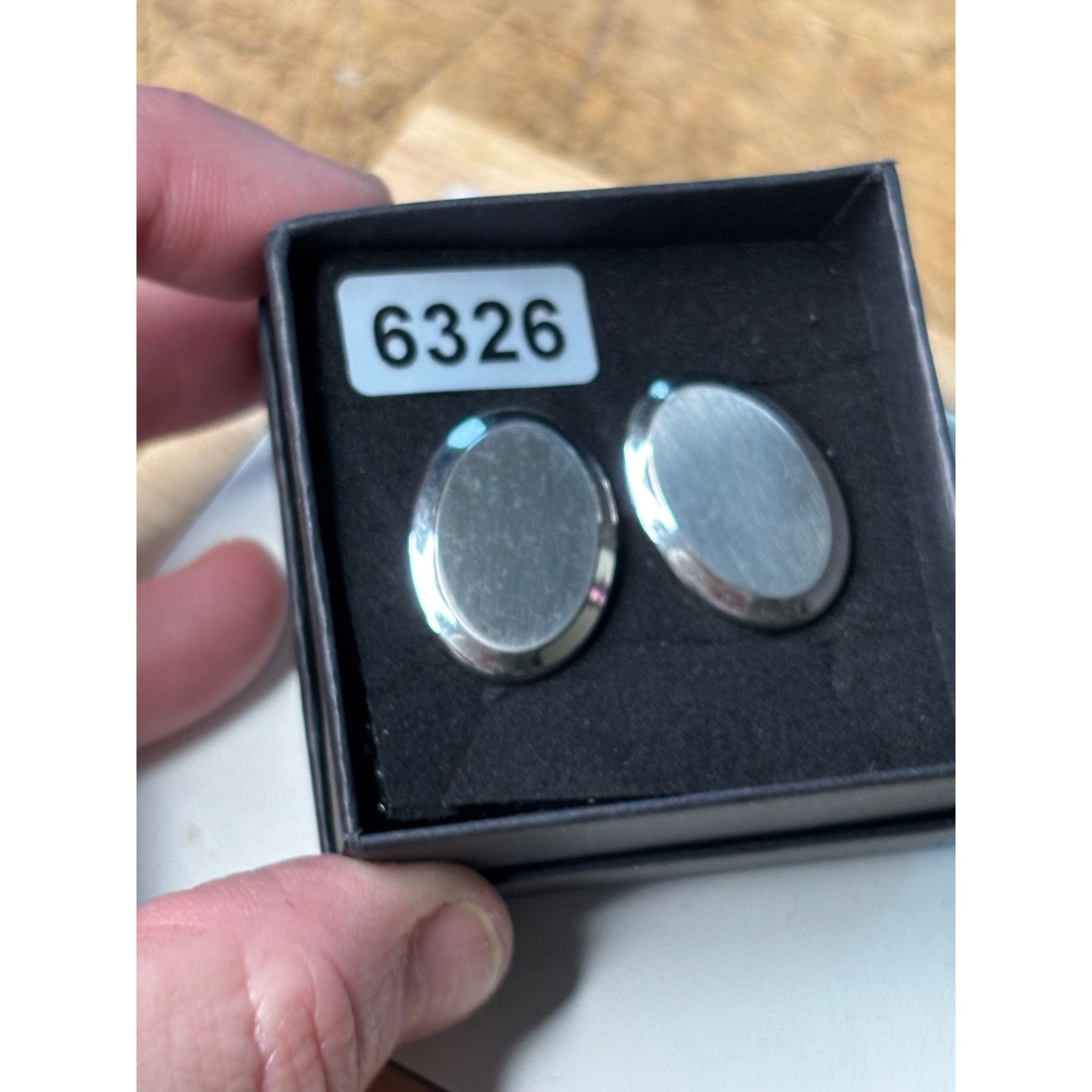 Other Silver Oval Cufflinks With Polished & Brushed Finish Size ONE SIZE - 2 Thumbnail