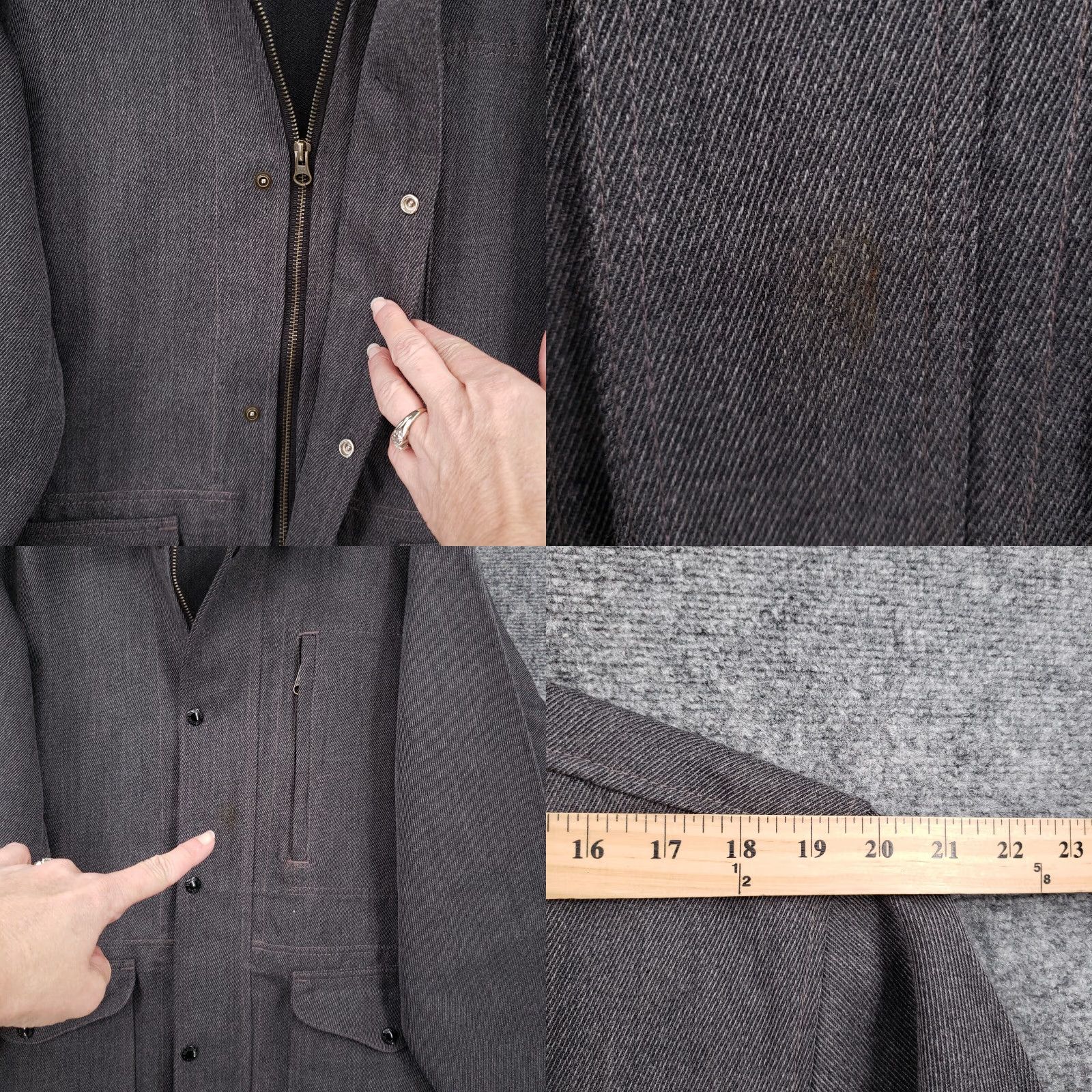 VINTAGE Filson Wool Jacket Men Large Gray Full Zip Cruiser