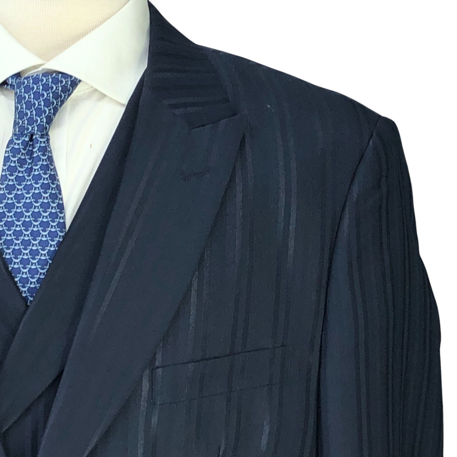 Stacy Adams Stacy Adams Size 40R Suit Three 3 Piece Drop 4 Blue Striped Size 40R - 5 Thumbnail