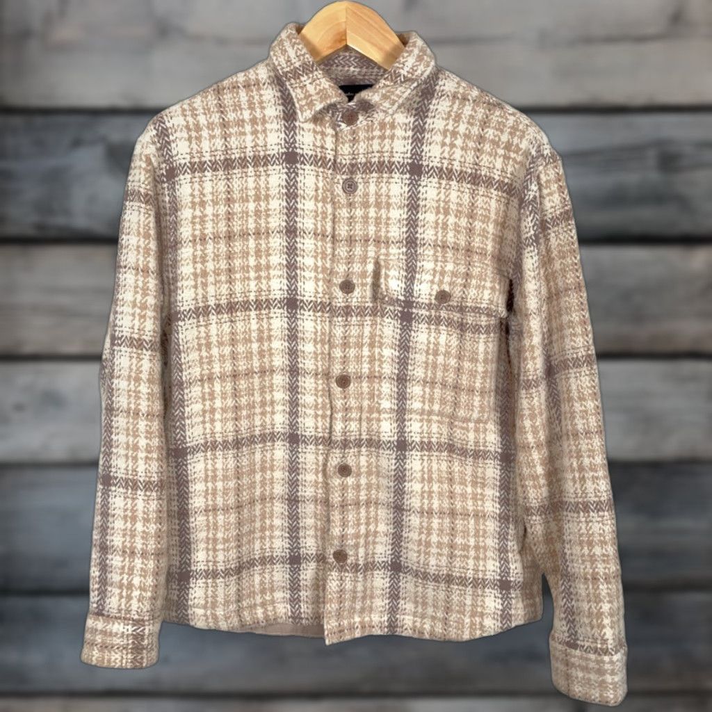 Abercrombie & Fitch Abercrombie & Fitch Flannel Shirt Jacket Mens Medium Beige Plaid Casual Workwear Pockets Unlined Size US M / EU 48-50 / 2 - 1 Thumbnail