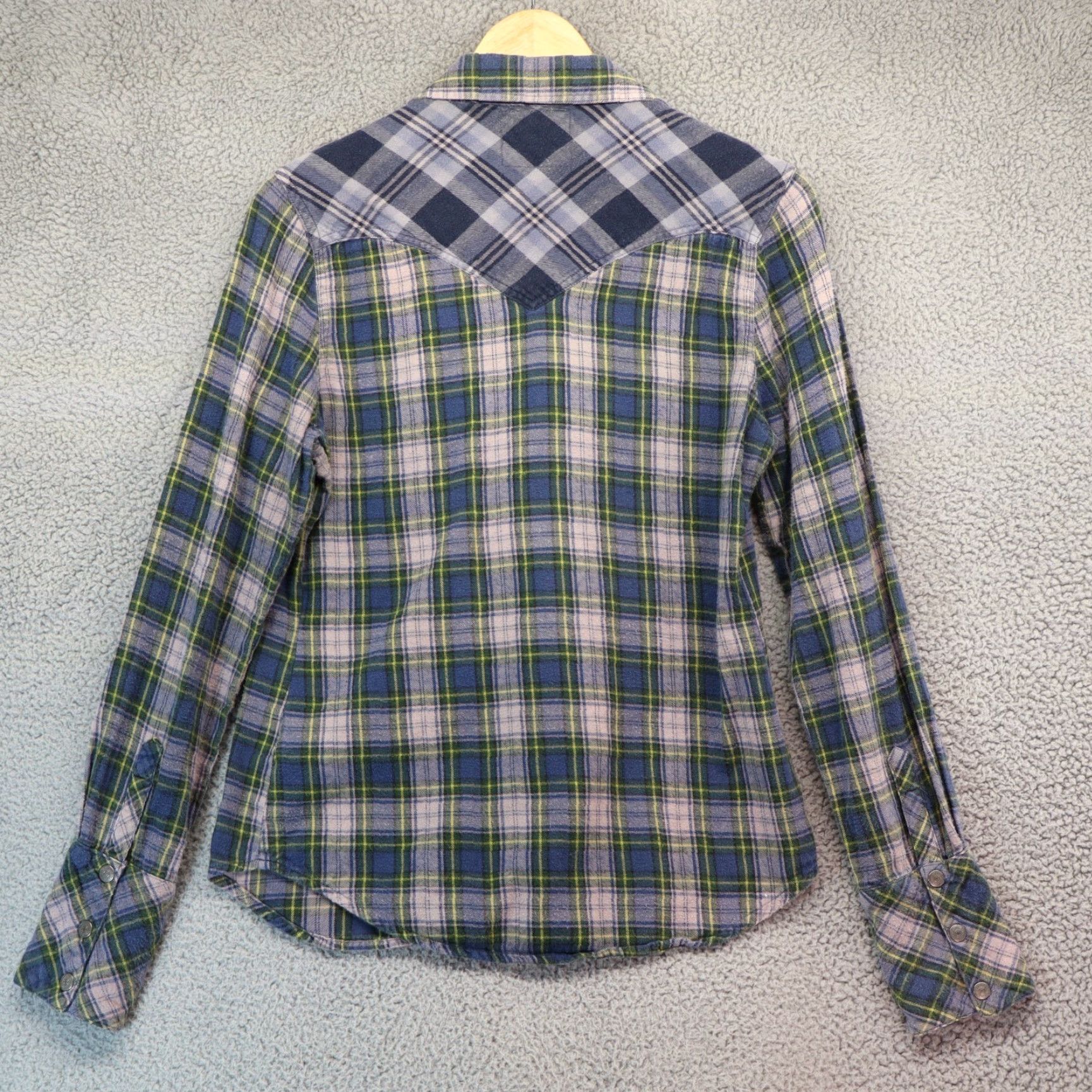 Levi's Levi's Womens Medium Long Sleeve Metal Snap Western Blue Plaid Cotton Size M / US 6-8 / IT 42-44 - 8 Thumbnail