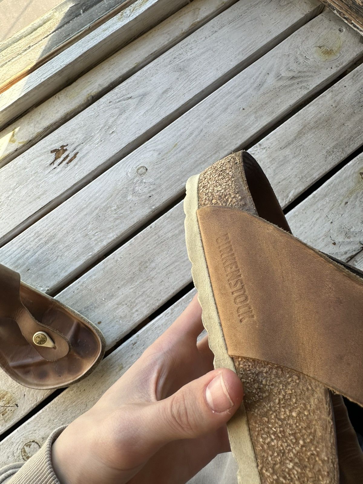 Birkenstock 🚨 VNTG Birkenstock 39 brown unisex Luxe Sandals rare slides Size US 9 / IT 39 - 12 Thumbnail