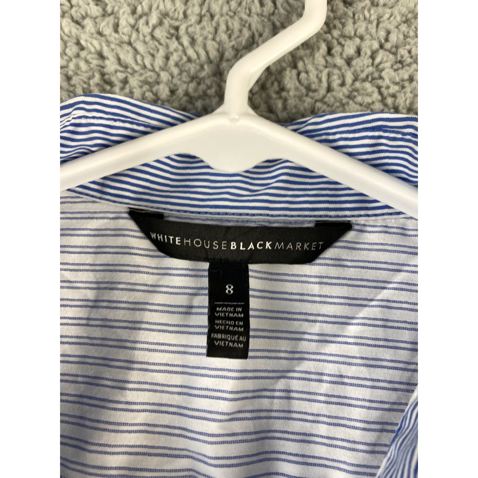 White House Black Market White House Black Market Women's Shirt Size 8 Collared Button-Up Long Sleeve Cotton Nylon Spandex Blue White Stripes Business Wear Size M / US 6-8 / IT 42-44 - 5 Thumbnail