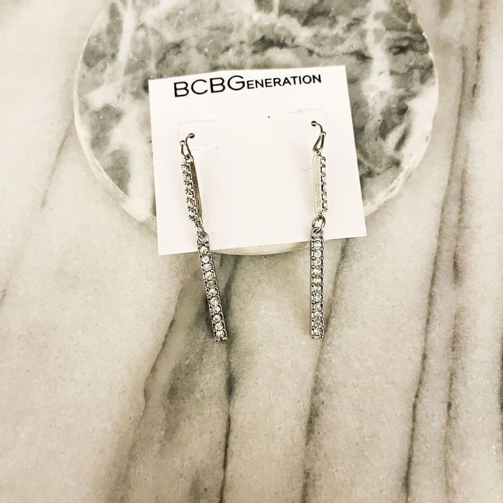 Jewelry BCBG Generation Rhinestone Dangle Drop Earrings Silver Size ONE SIZE - 1 Thumbnail