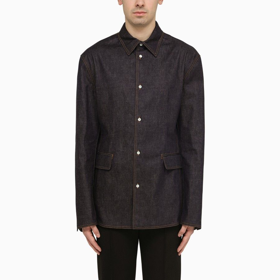 image of Prada O1D2Blof0524 Denim Jacket In Blue, Men's (Size Small)