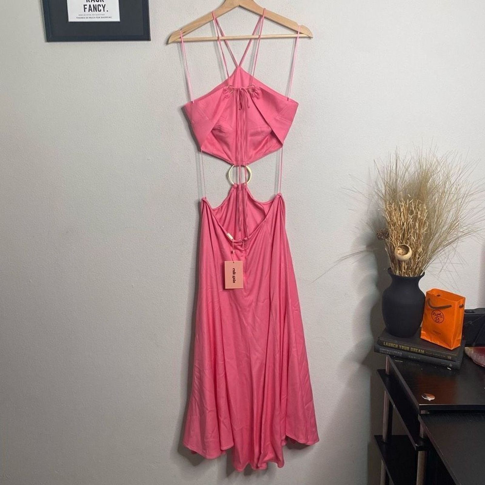 Cult Gaia Cult Gaia Dress Pink Halter Cut Out O-ring Midi Dress Size L Size L / US 10 / IT 46 - 7 Thumbnail