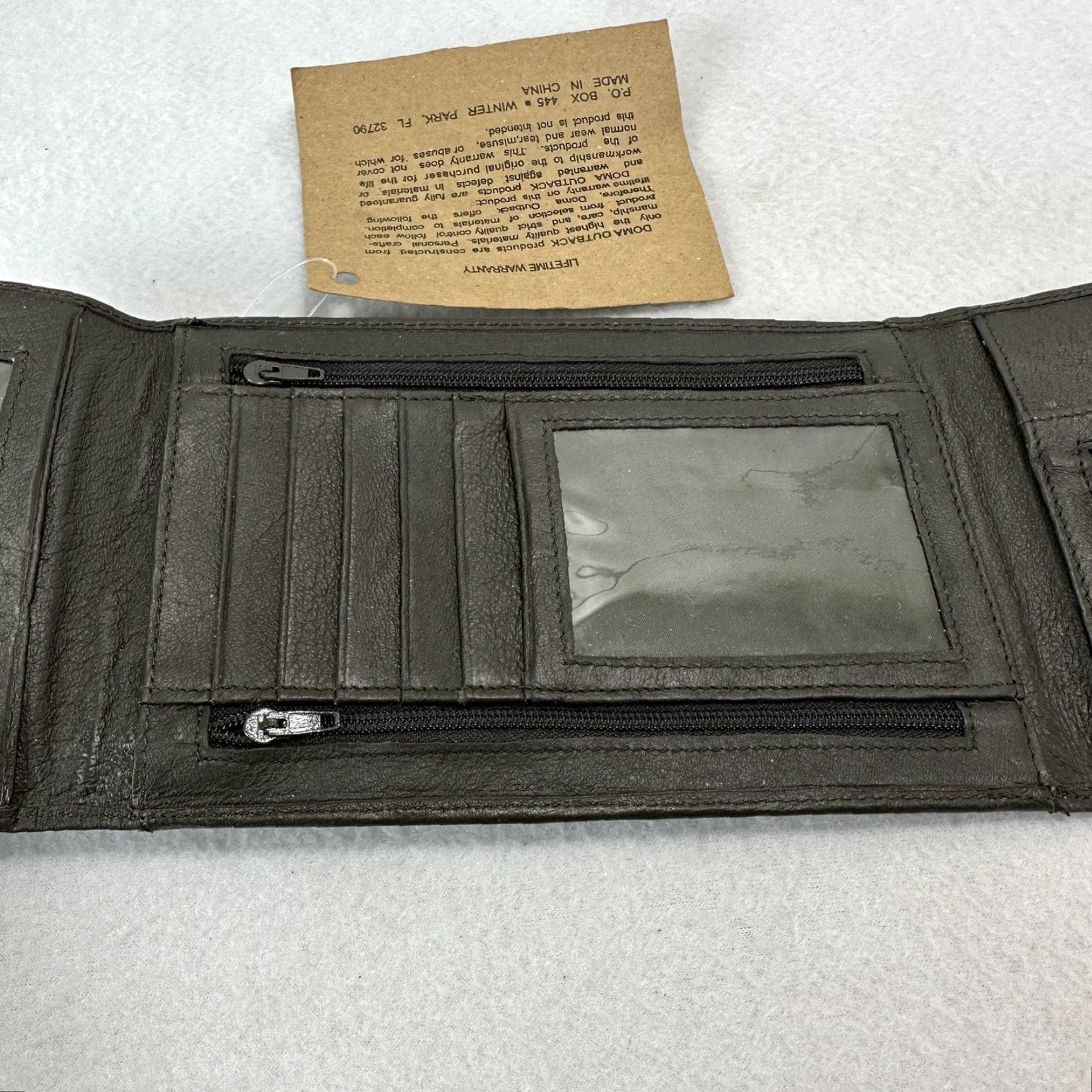 Vintage Doma Outback Wallet Trifold Grayish Brown Leather Unisex Adults 80s 90s Pockets Card Lightweight Business Casual Travel Workwear Size ONE SIZE - 5 Thumbnail